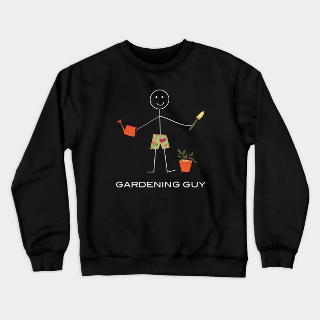 Funny Gardening Guy Stick Man Illustration Crewneck Sweatshirt by whyitsme